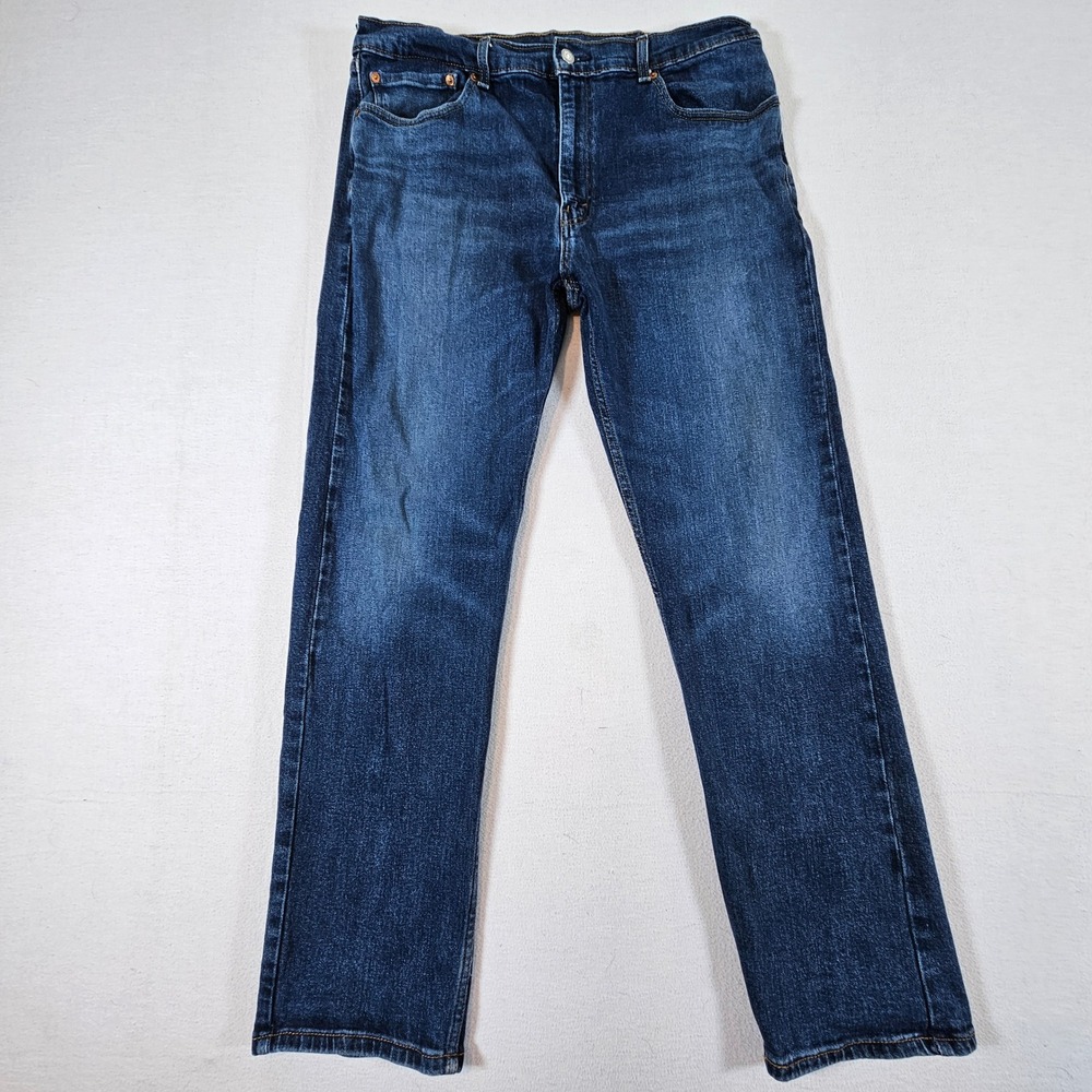 Levi's 505 Regular Fit Jeans Mens 38x32 Dark Wash Blue Straight Leg Denim